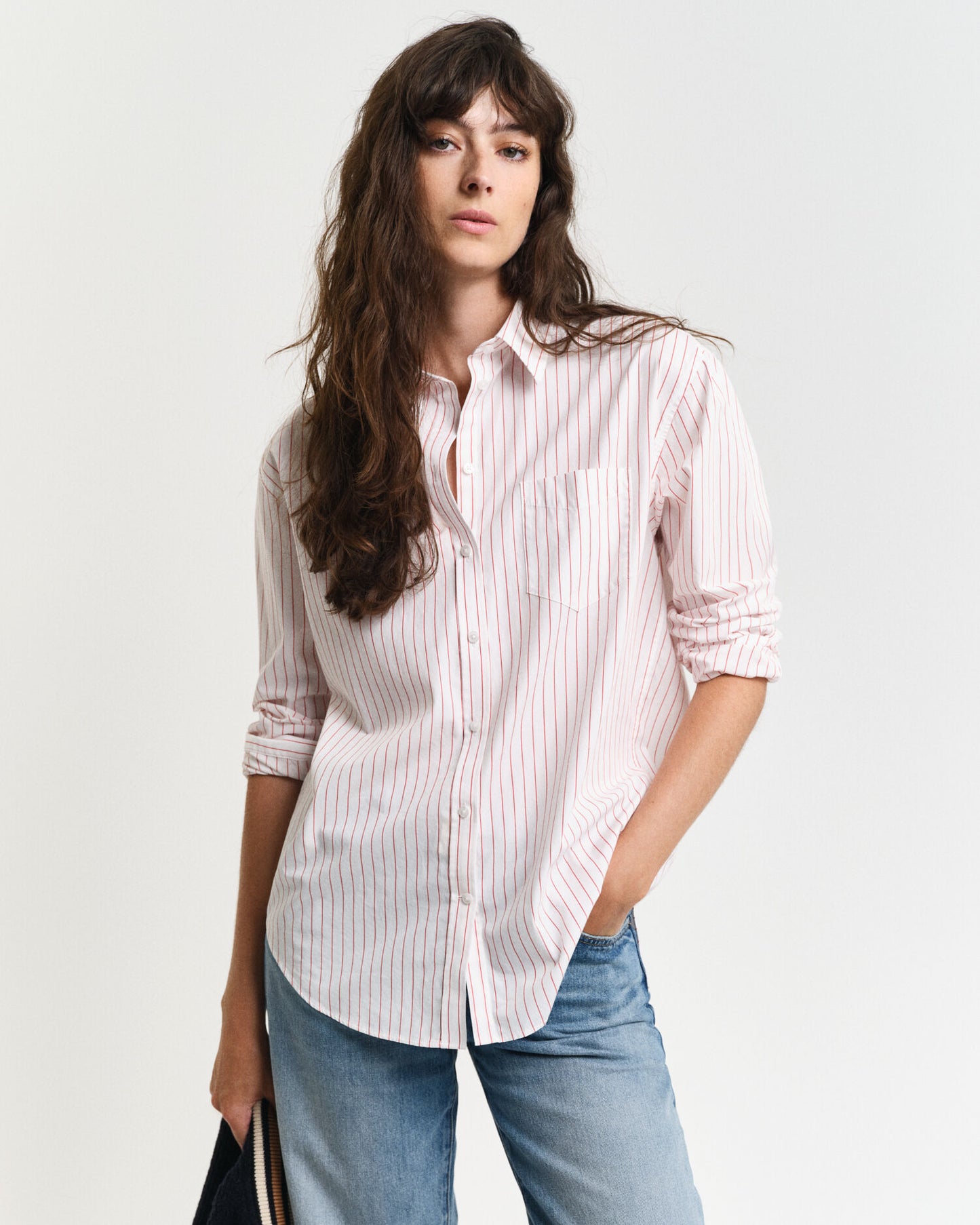 Chemise Popeline Rayée Classique Coupe Décontractée
