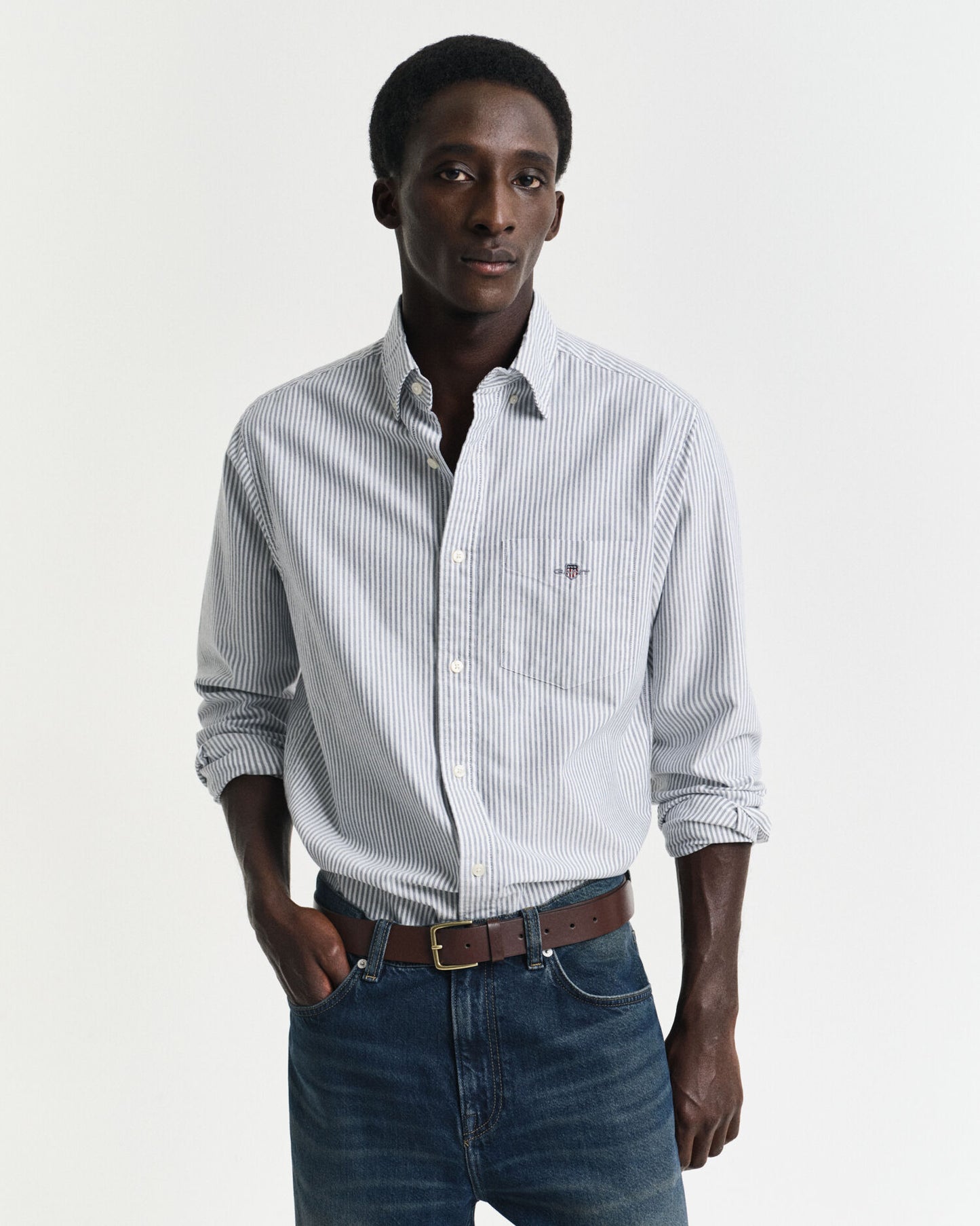 Chemise Oxford classique rayée banquier coupe regular