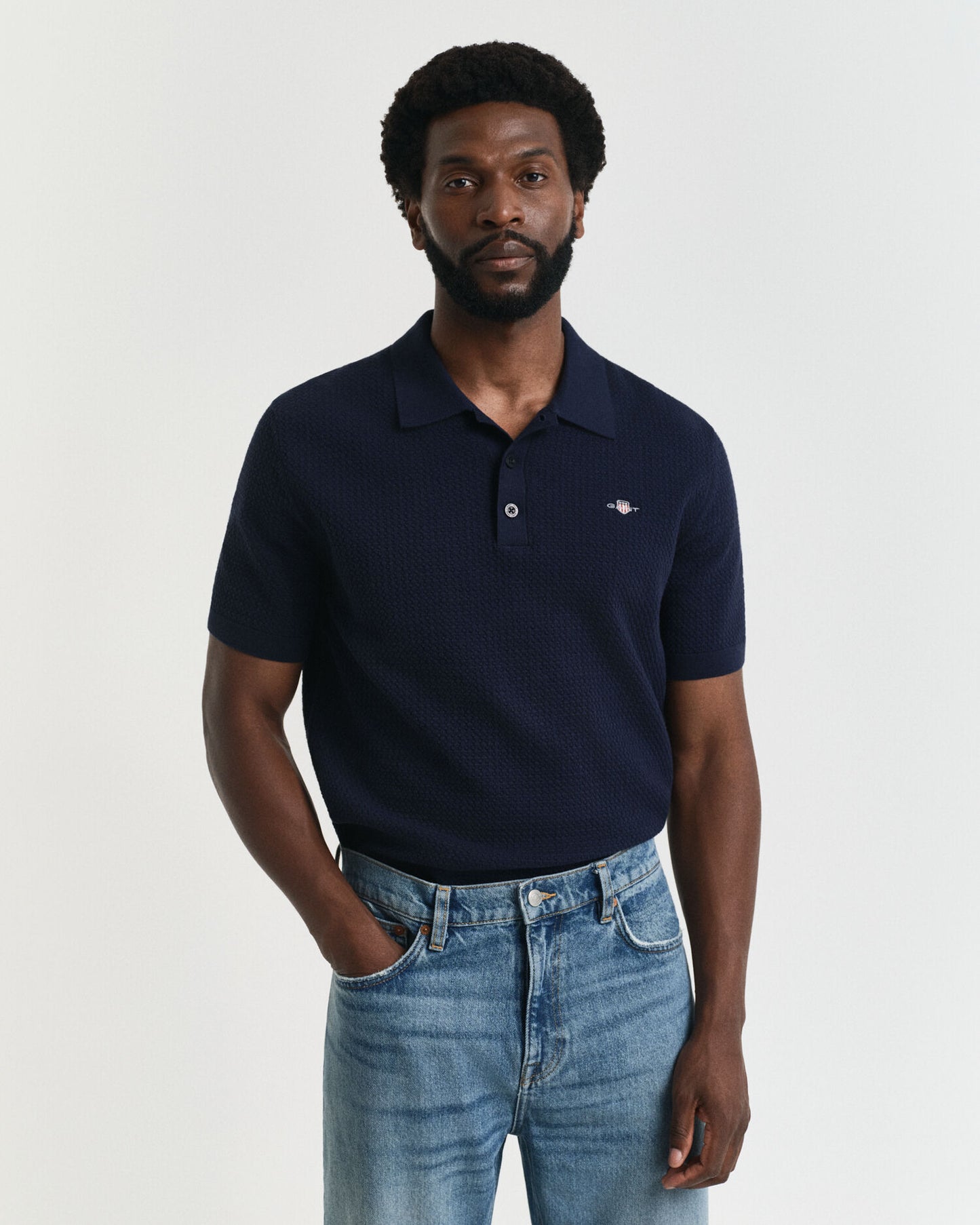 Polo en coton texturé