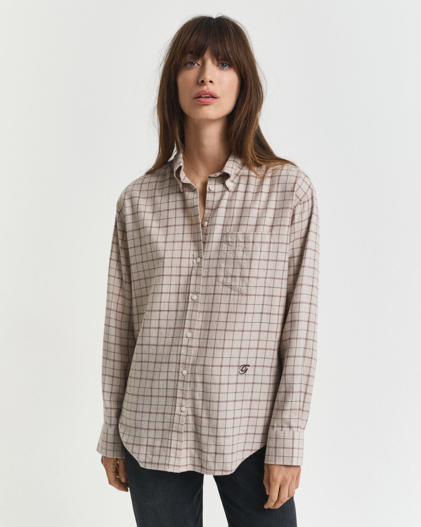 Chemise en flanelle brossée à carreaux coupe décontractée