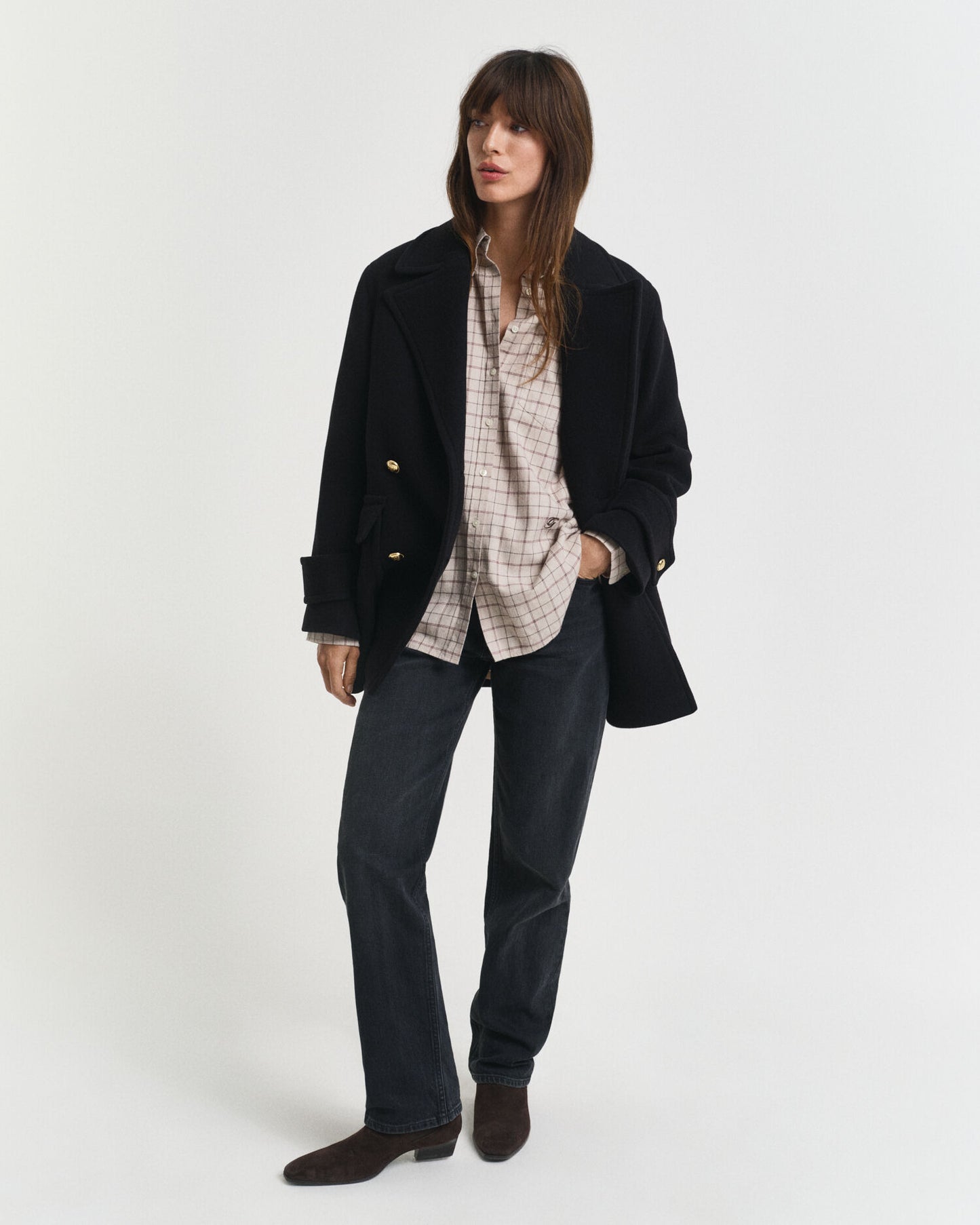 Chemise en flanelle brossée à carreaux coupe décontractée