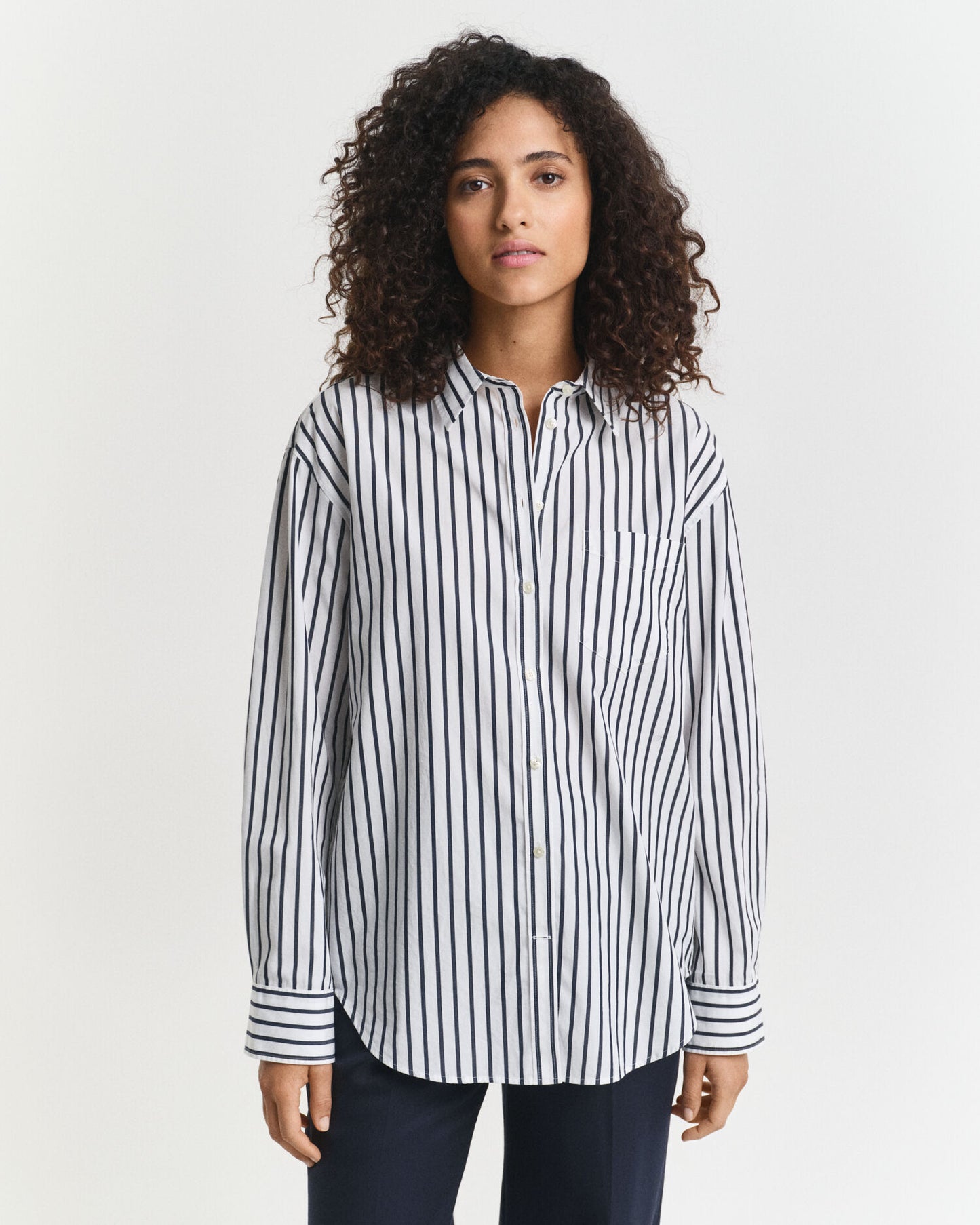 Chemise Popeline Rayée Classique Coupe Décontractée