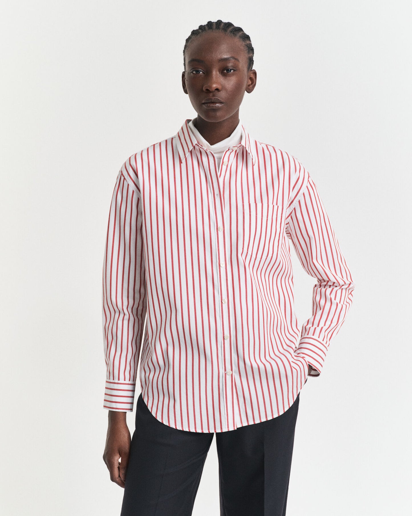 Chemise Popeline Rayée Classique Coupe Décontractée
