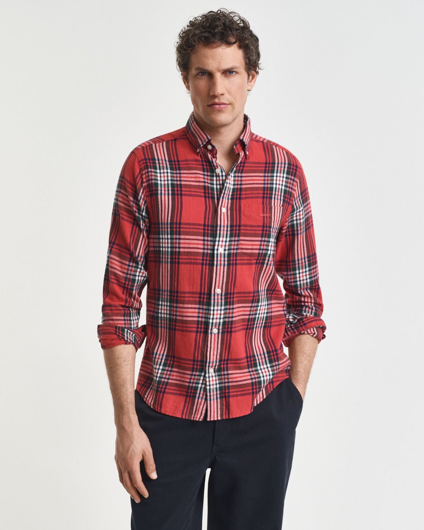 Chemise en flanelle à carreaux coupe droite