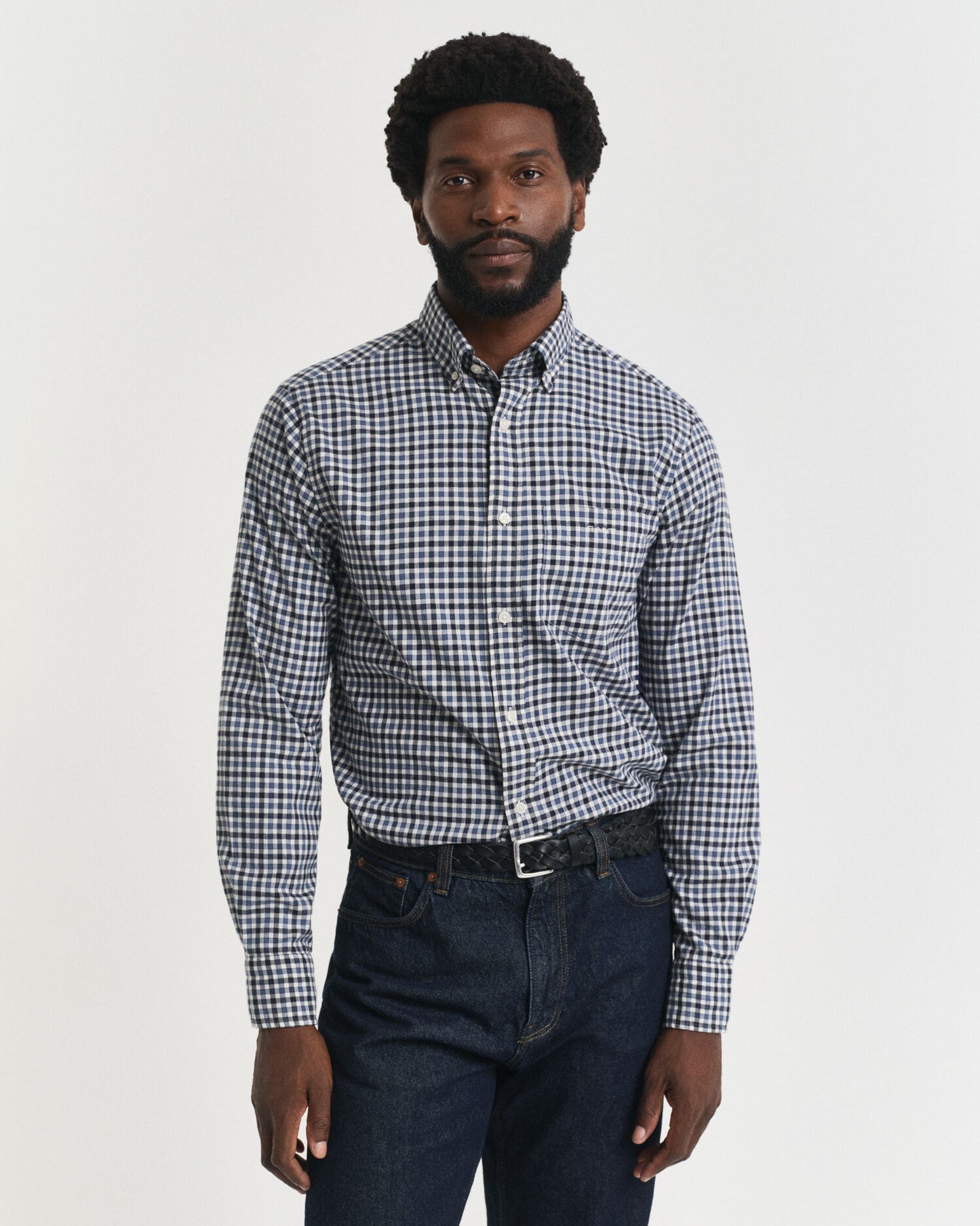 Chemise en twill de vichy coupe droite