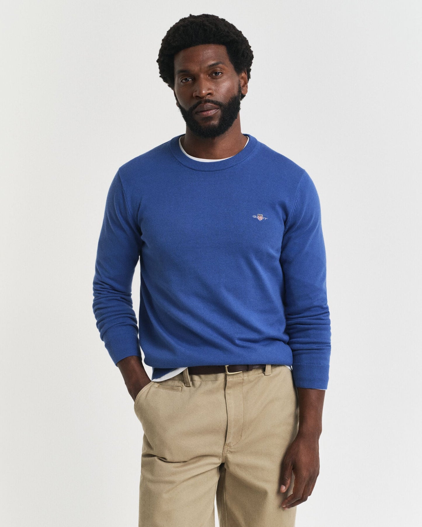 Klassischer Pullover mit Rundhalsausschnitt aus Baumwolle