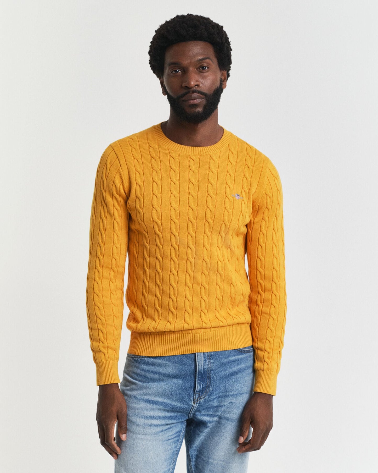 Pull ras-du-cou en maille torsadée de coton