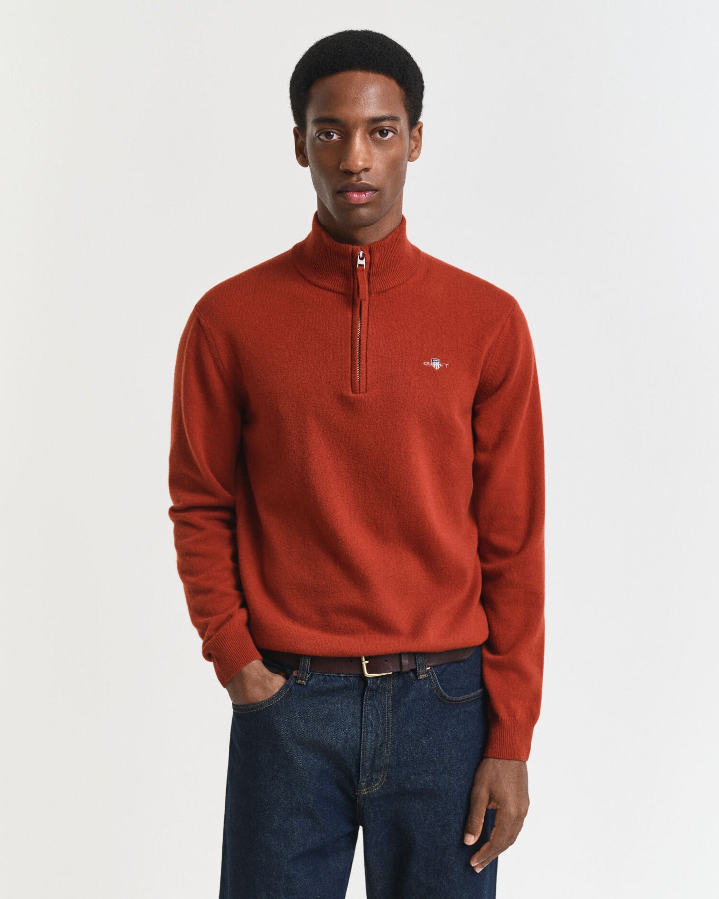Pull demi-zip en lambswool superfine