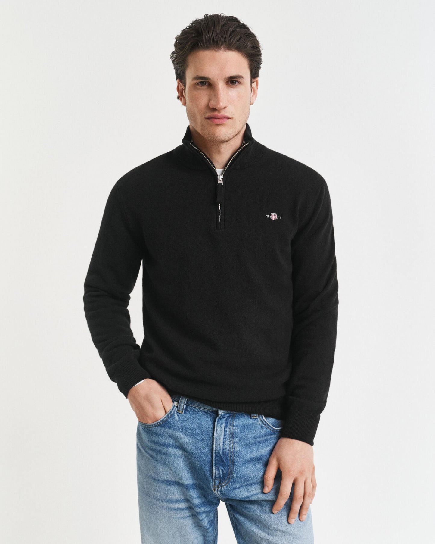 Superfeiner Lammwoll-Half-Zip-Pullover