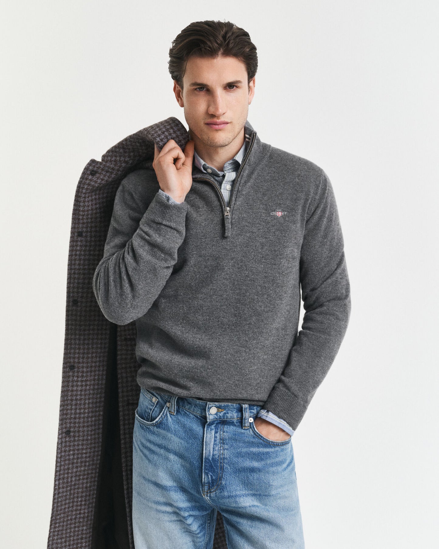 Superfeiner Lammwoll-Half-Zip-Pullover