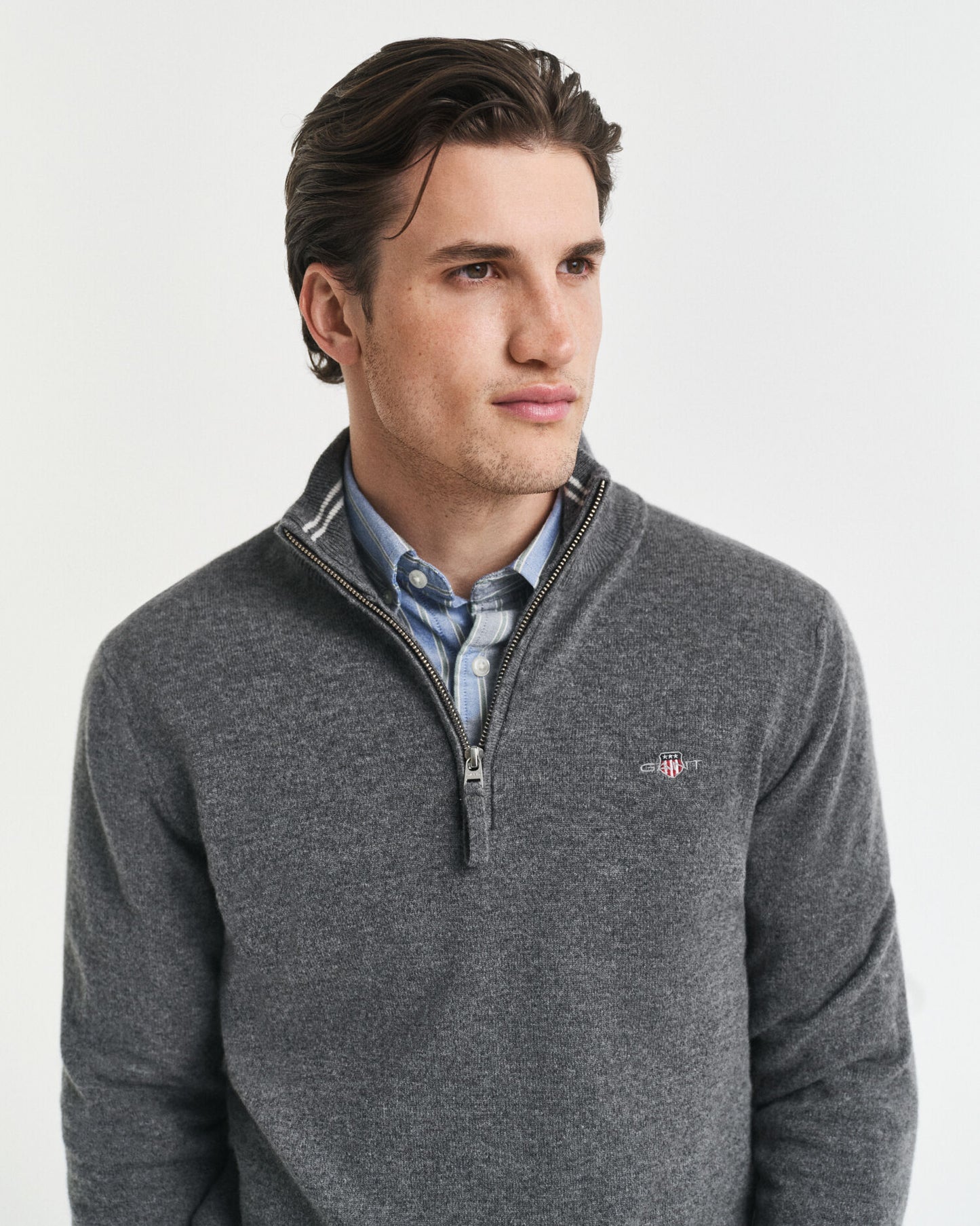 Pull demi-zip en lambswool superfine
