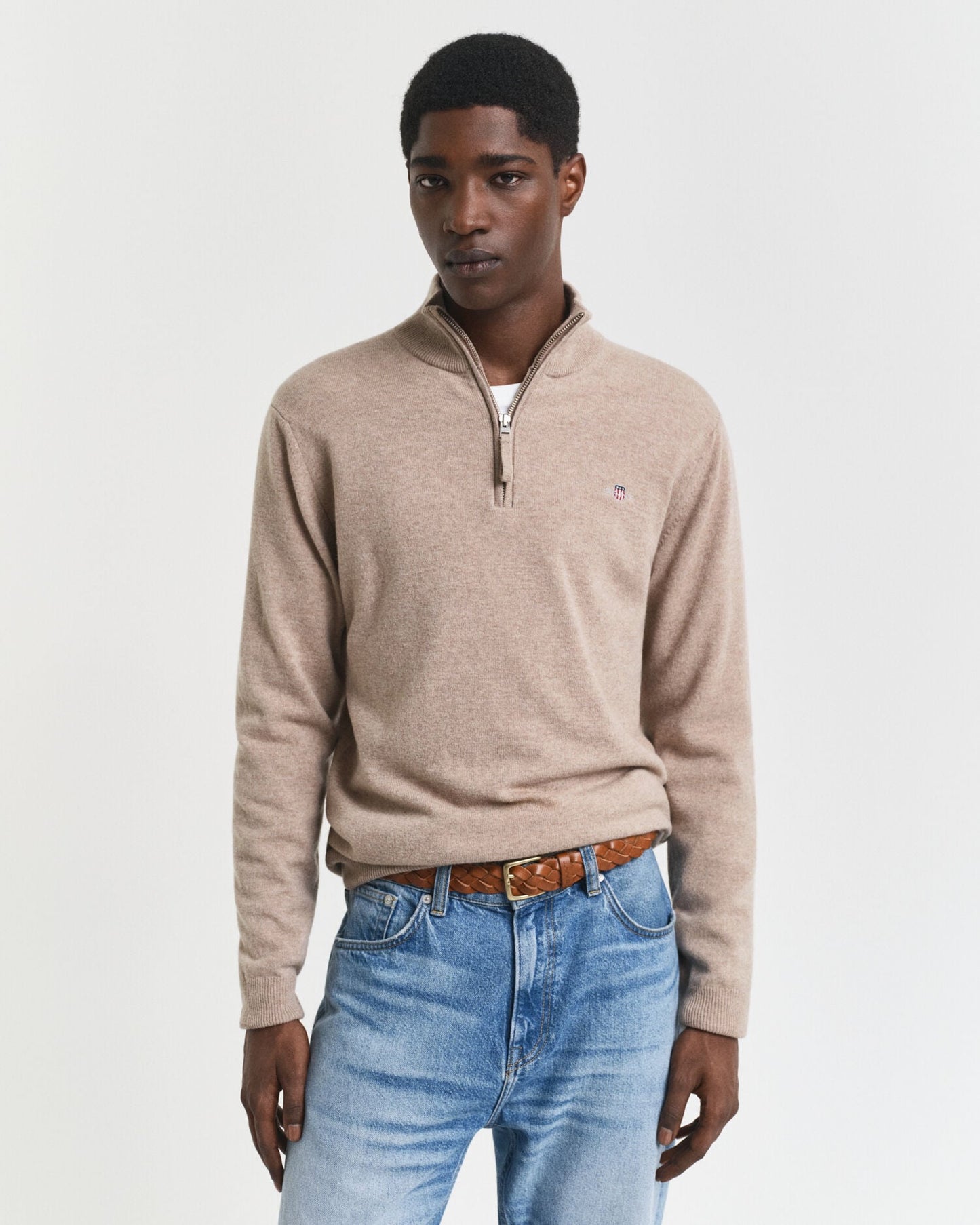 Superfeiner Lammwoll-Half-Zip-Pullover