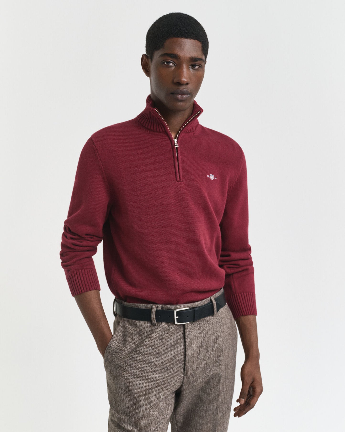 Lässiger Baumwoll-Half-Zip-Pullover