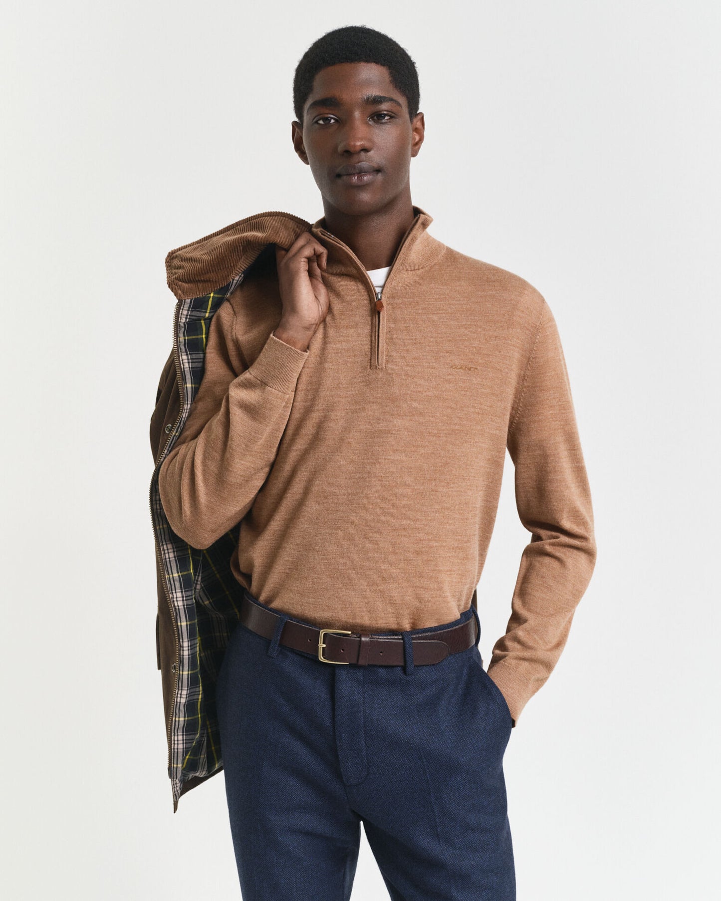Pull demi-zip en laine mérinos extra fine