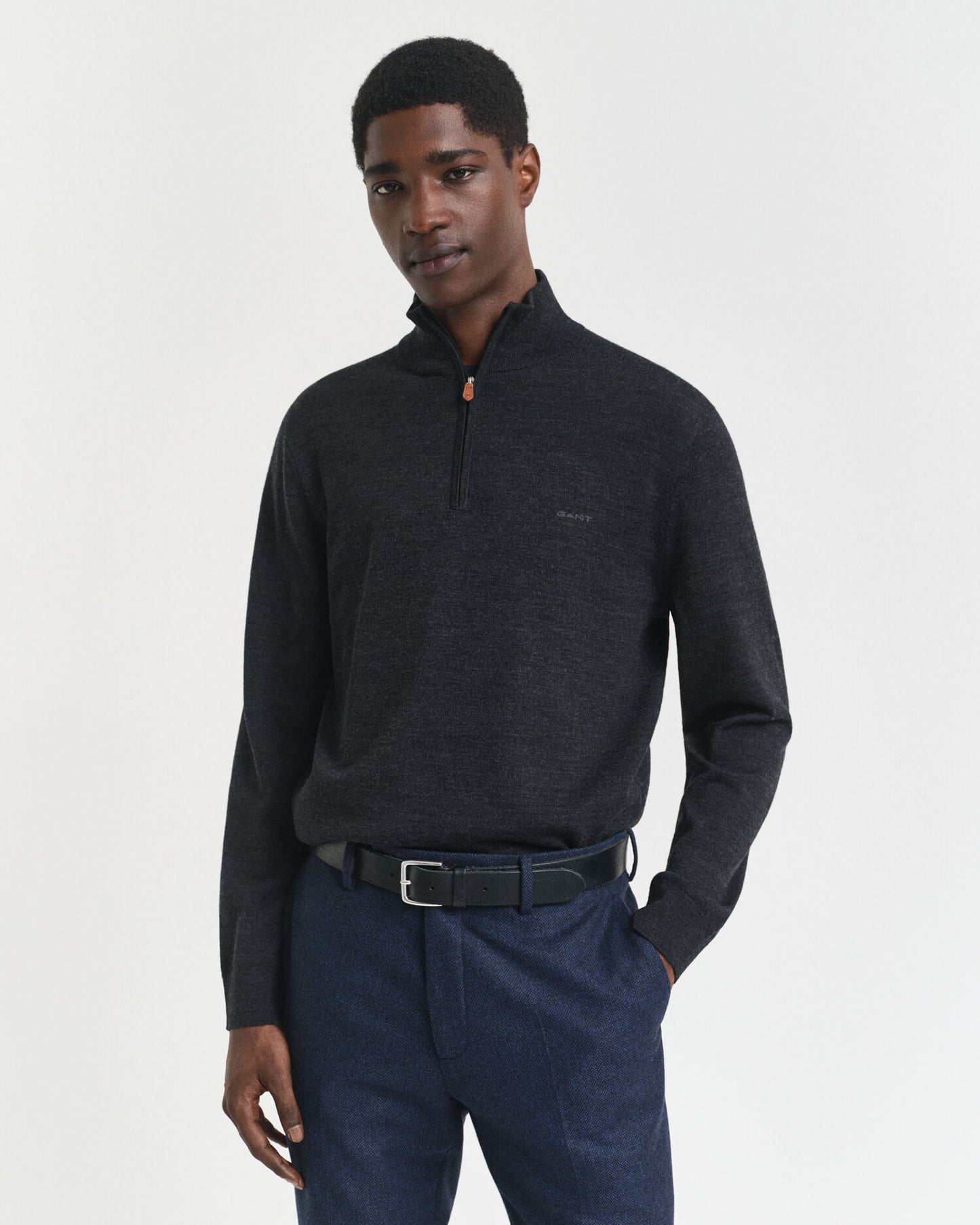 Pull demi-zip en laine mérinos extra fine