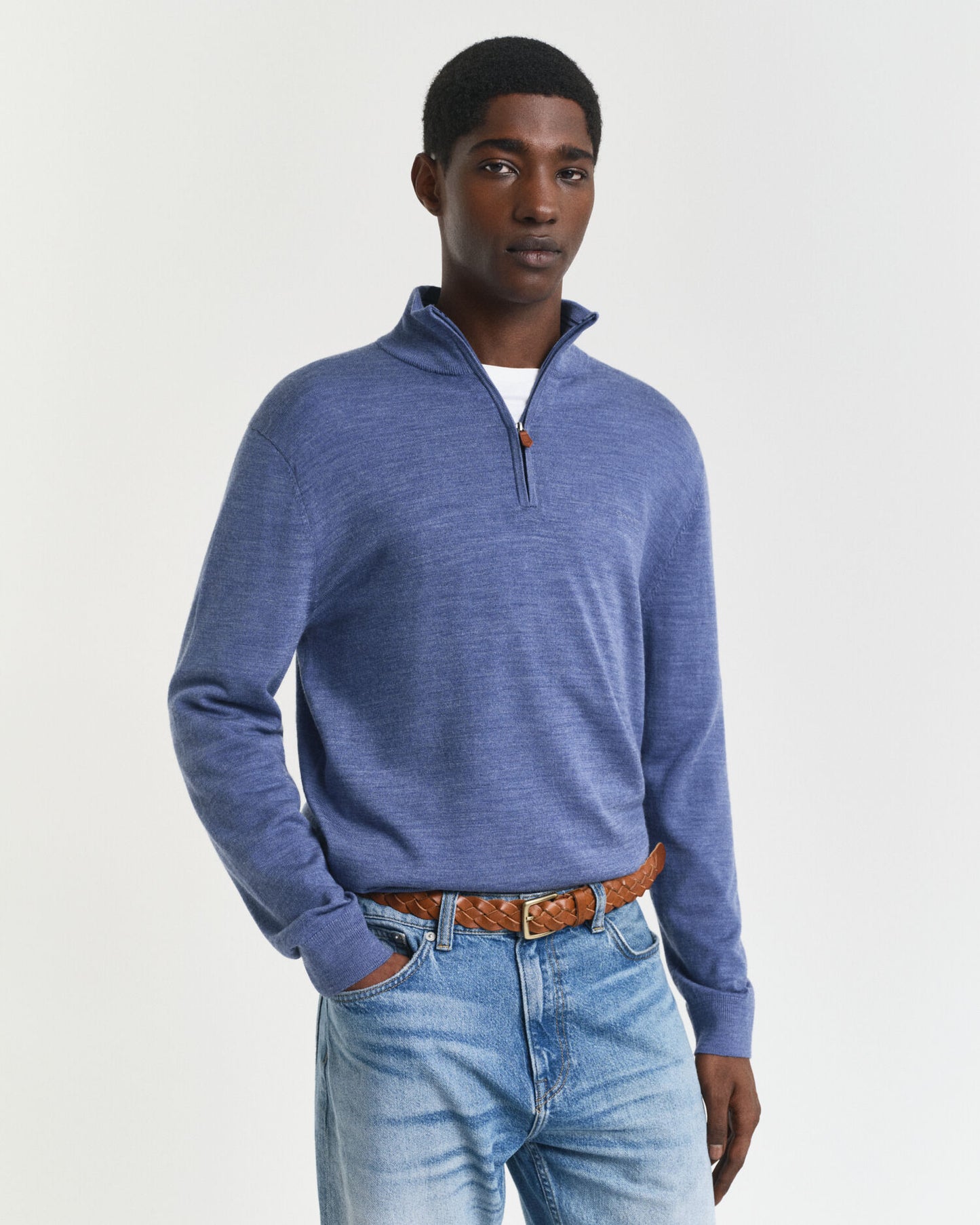 Pull demi-zip en laine mérinos extra fine