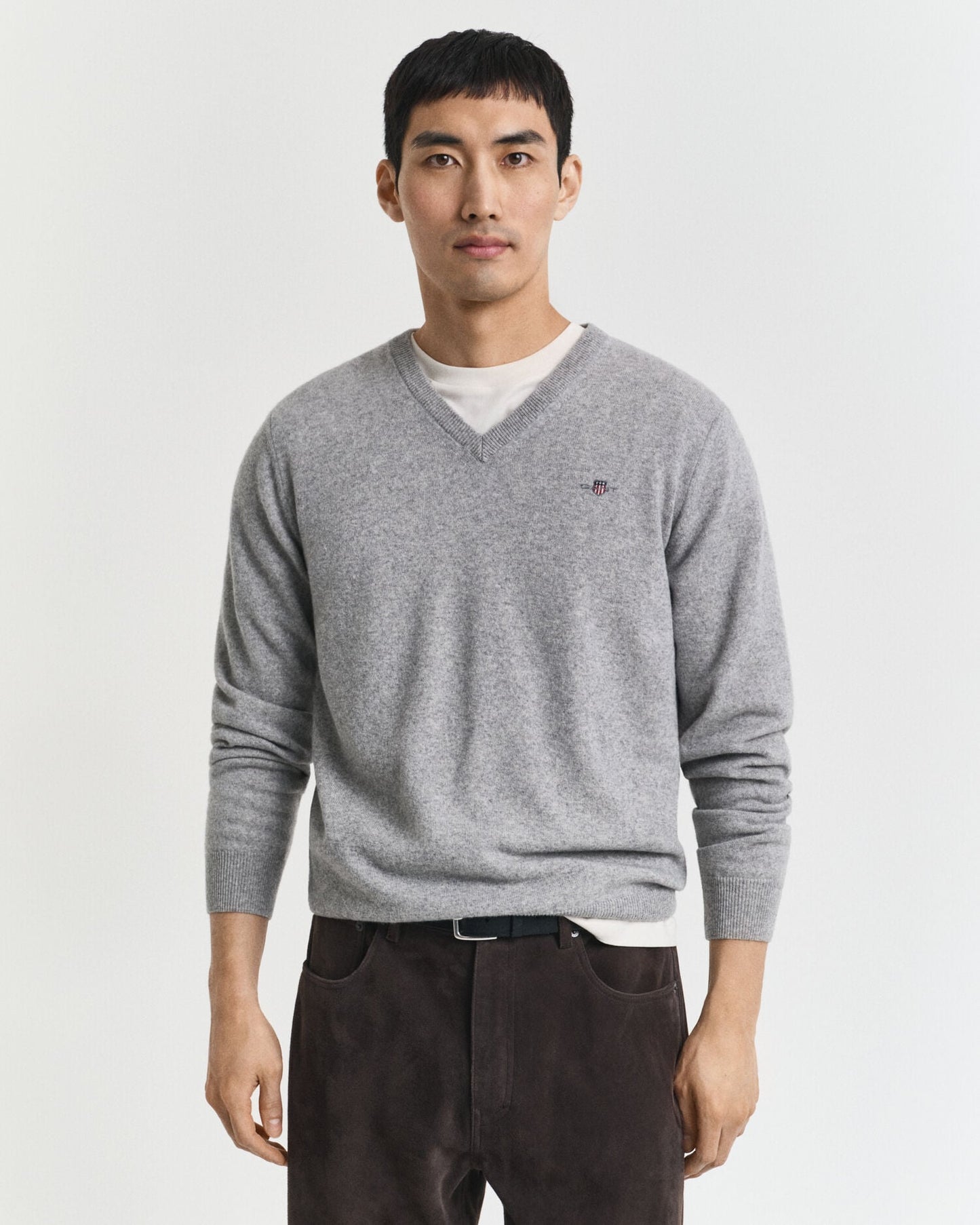 Pull col en V en laine d'agneau superfine