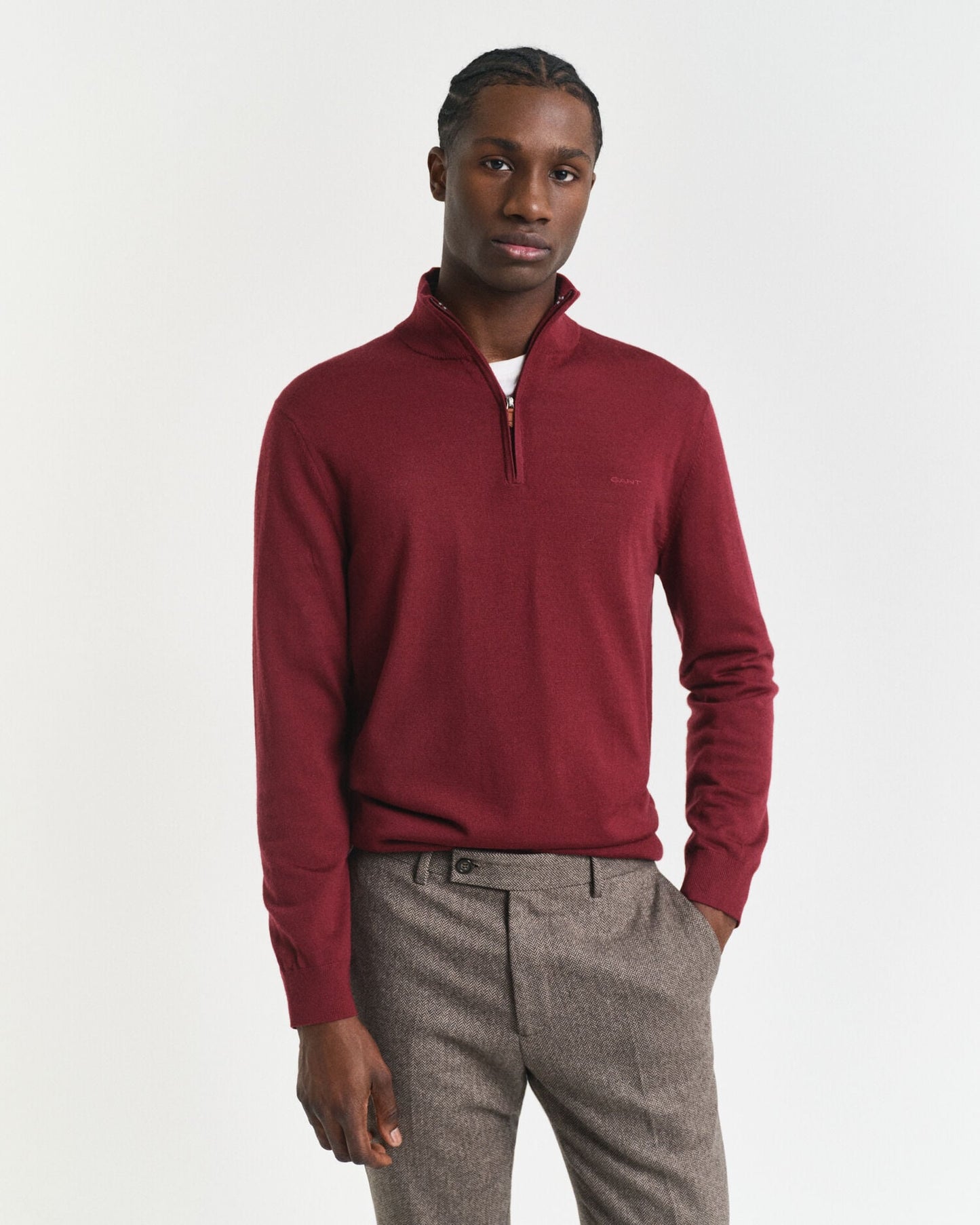Pull demi-zip en laine mérinos extra fine