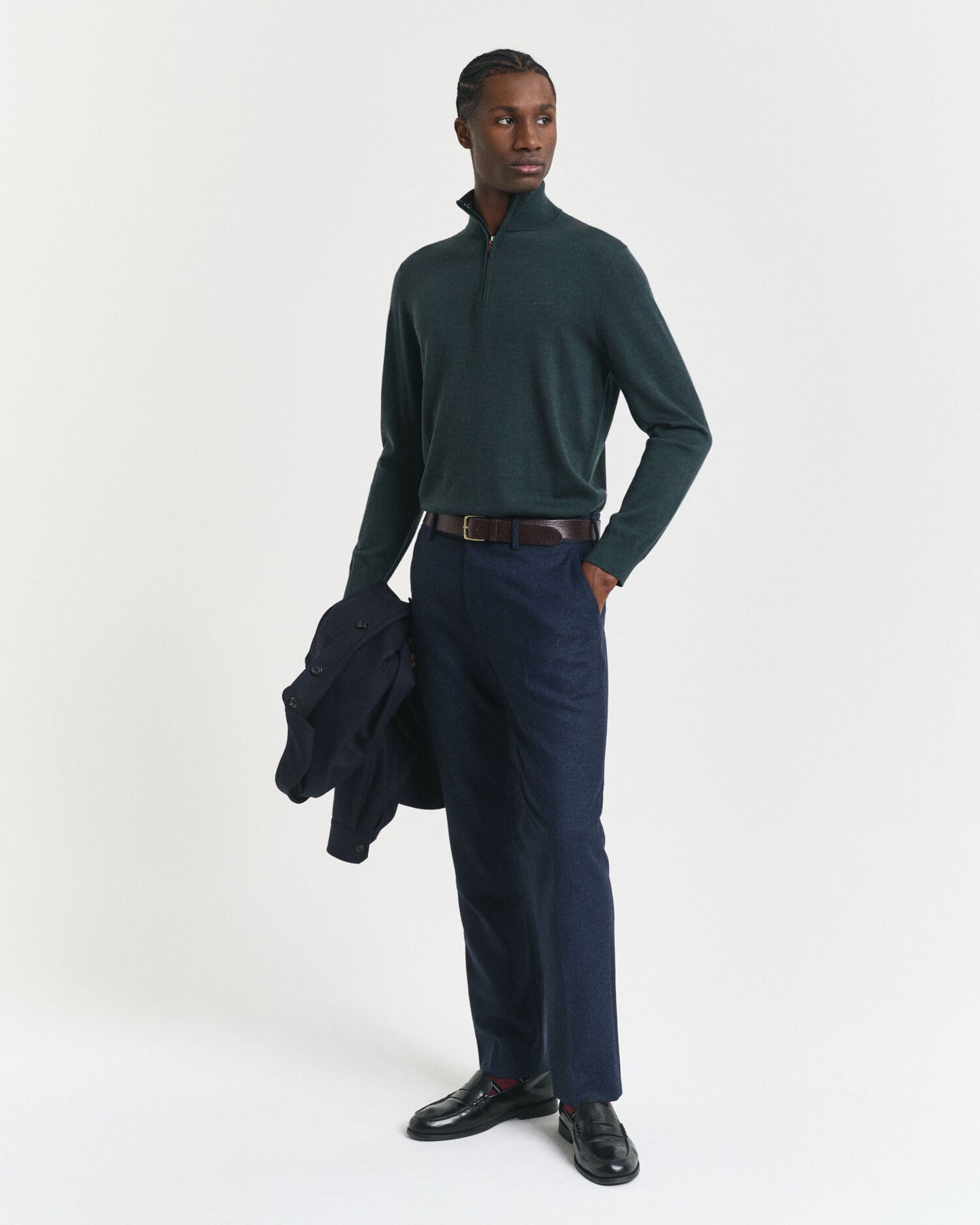 Pull demi-zip en laine mérinos extra fine
