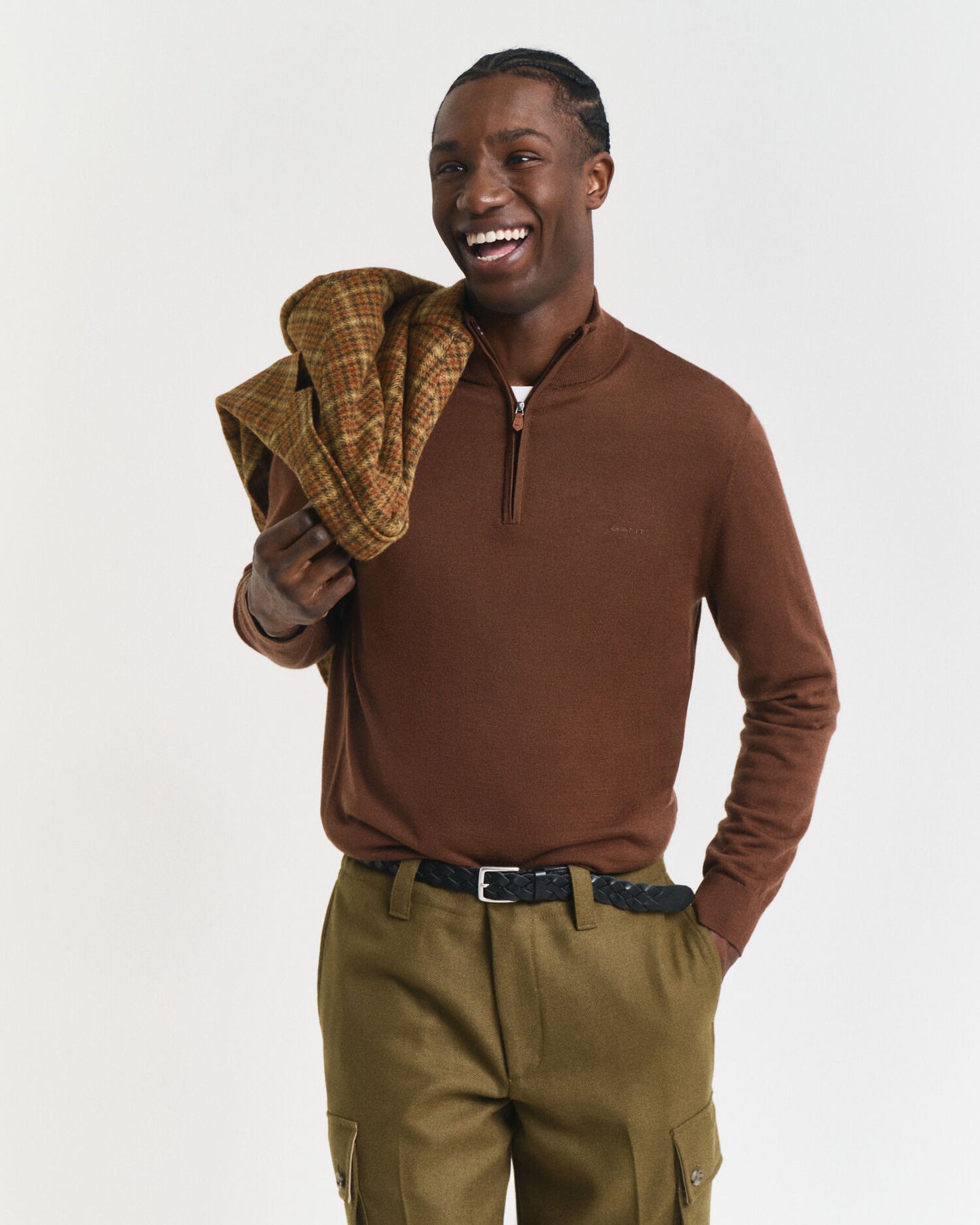 Pull demi-zip en laine mérinos extra fine