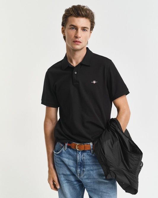 Regular Fit Piqué-Poloshirt mit Schild