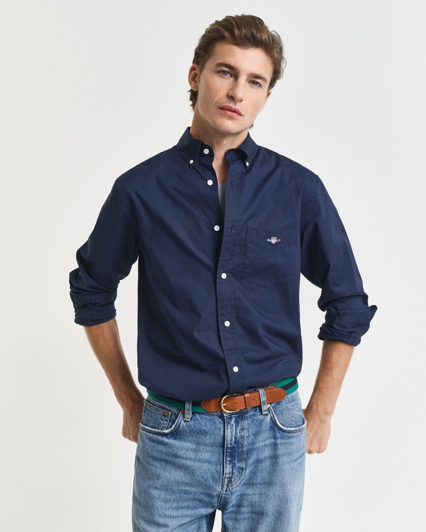 Chemise classique en popeline coupe droite